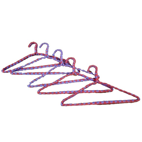 Lot of 5 Vintage Crocheted Handmade Yarn Knit Wire Coat Hangers Colorful - Picture 3 of 6